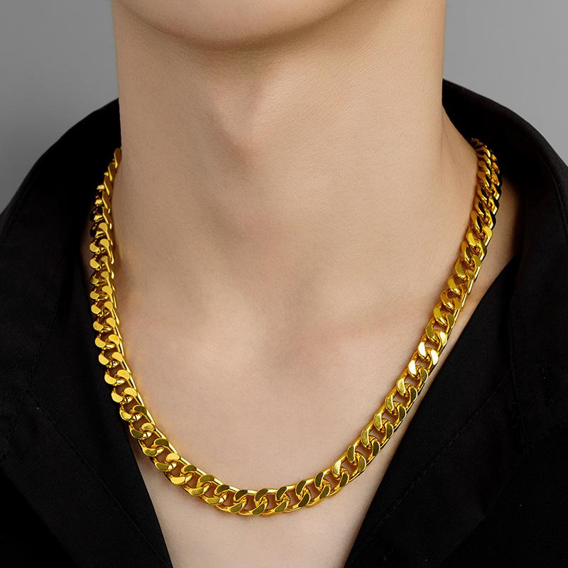 Gold Plated Alloy Chain Necklace Fadeproof Hypoallergenic Long Lasting Shine Dainty Thin Chain for Women Daily All-day Wear