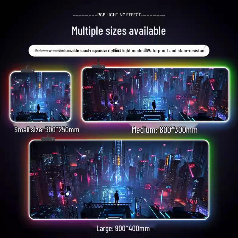 RGB Glowing Cartoon Gaming Mouse Pad - Thick, Non-Slip LED Desk Mat