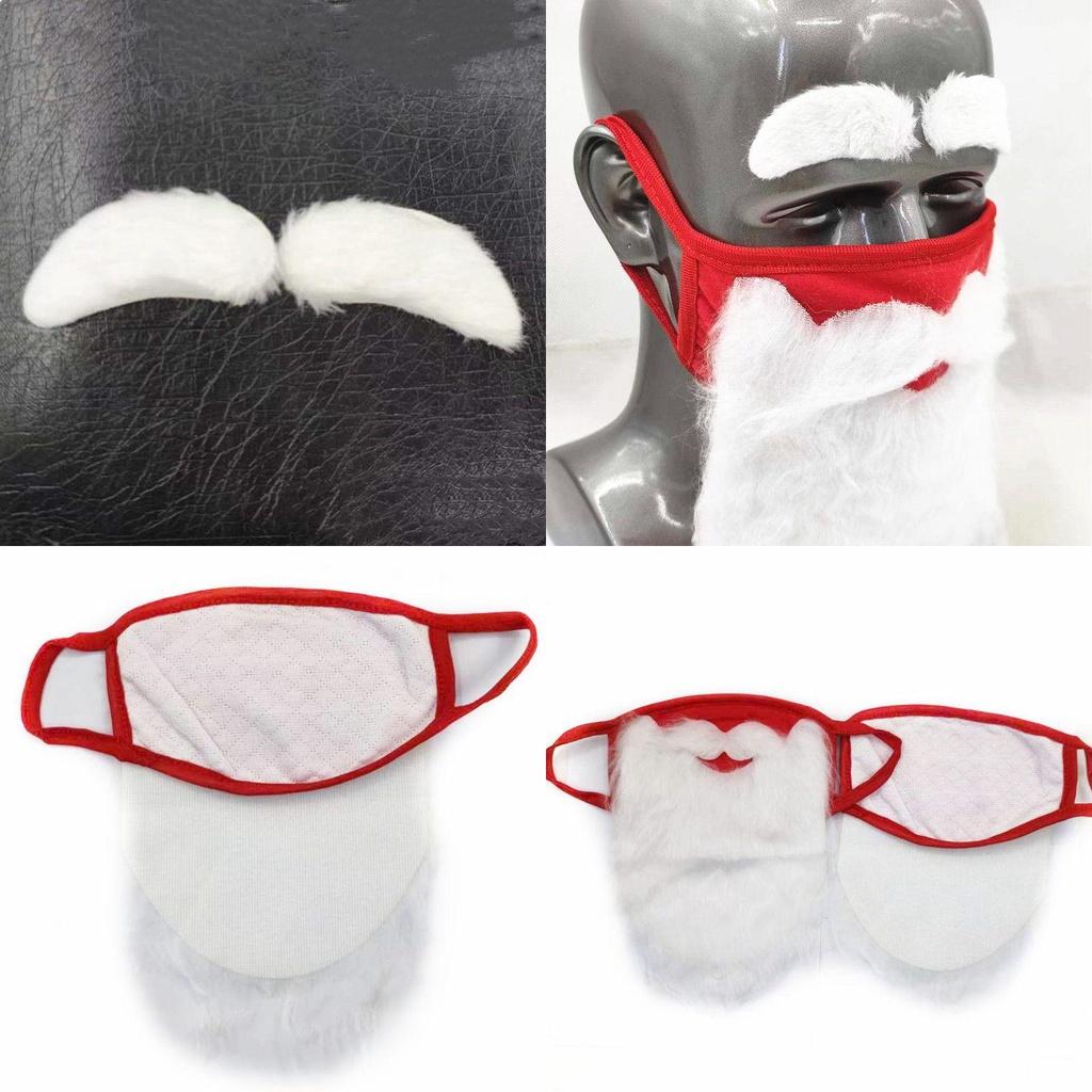 Christmas Santa Claus Eyebrows Beard Party Mask Set For Adults Soft And Fluffy Cotton Fabric