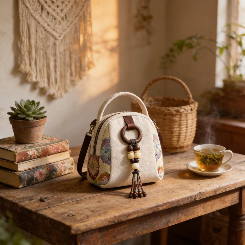 Bohemian Canvas Bag With Tassels For Casual Daily Use And Art Style