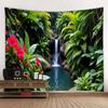 Forest Garden Waterfall Tapestry - Natural Healing Landscape for Tea House Decor Living Room Accent Wall Art Interior Decoration