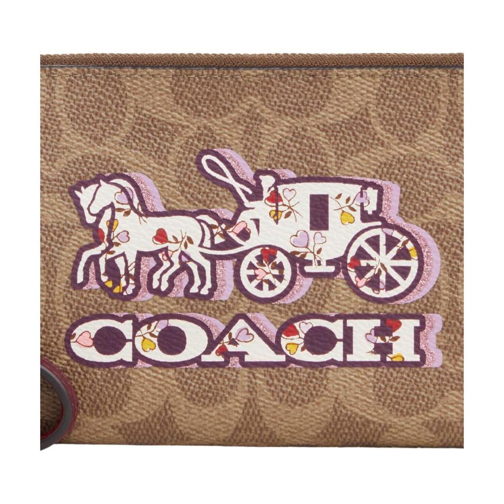 Coach Logo Zip Closure Coated Canvas Clutch Bag Small Women Clutch Bags Brown CX589-IMXGY