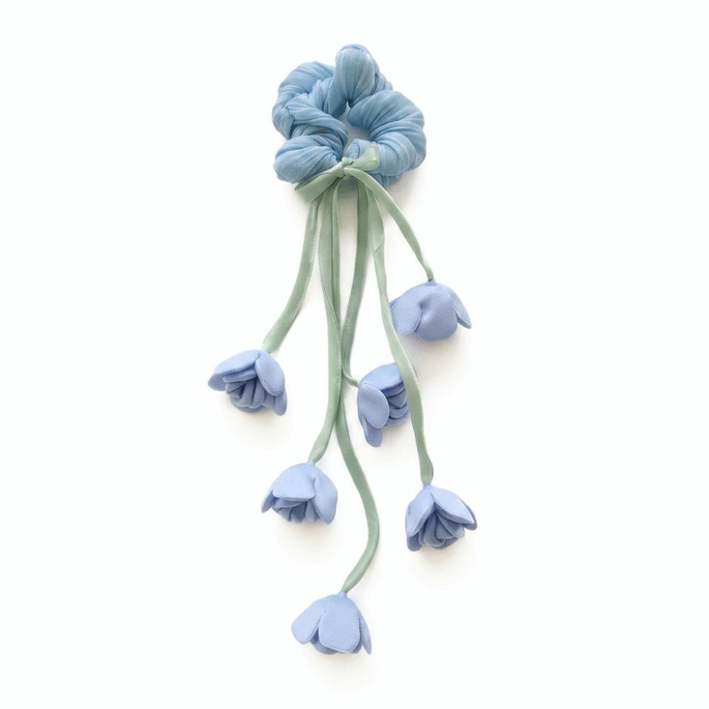 Long Streamer Bell Orchid Scrunchie Fairy Style Bell Flower Ponytail Holder  Birthday Gift