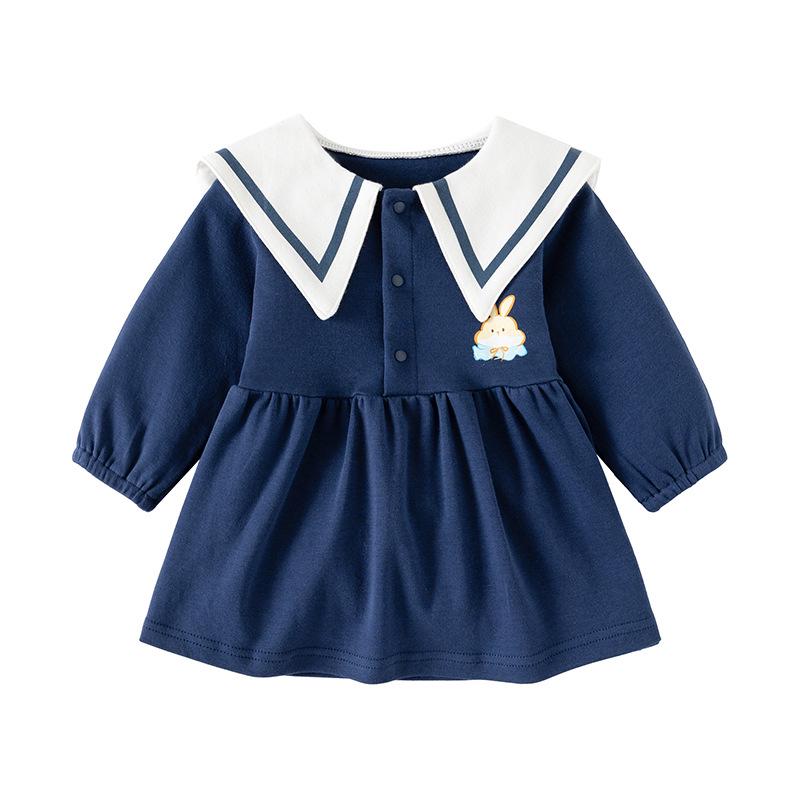 

Girls College Style Long-Sleeve Cotton Dress - Spring/Autumn Princess Chic 66 cm