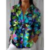 Women's Shirt Flower Active Stylish Blouse Lapel Neck Blouse Fashion Womens Long Sleeve Shirts Womens Clothing Female Clothing
