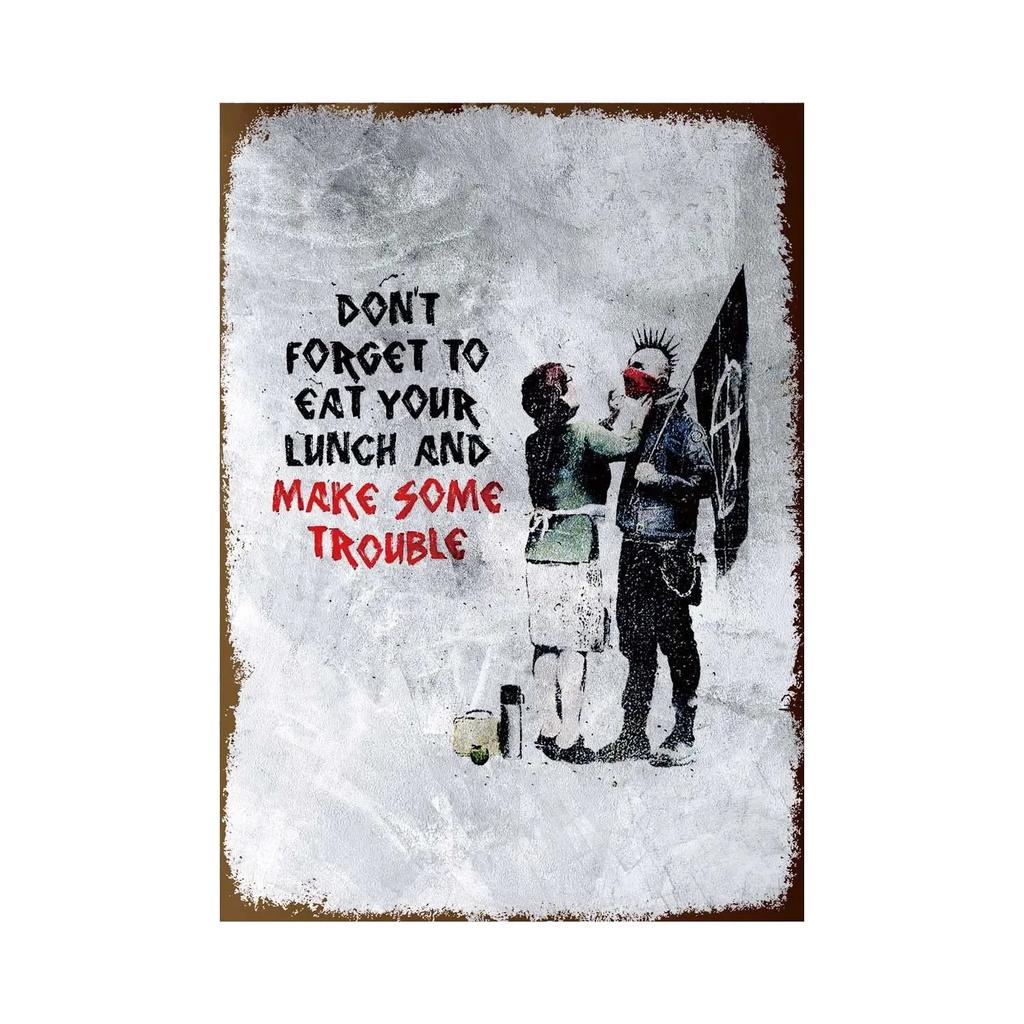 Banksy Graffiti Art Metal Tin Sign Poster Street Wall Painting Love Little Boy Poster Living Room Corridor Bar Home Decoration