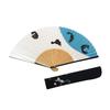 [Hasegawa] Women's Folding Fan with Fan Case, In Gift Box, Made In Japan (Black Cat)