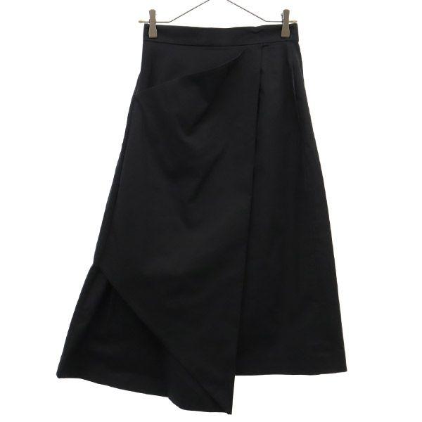 Old clothes BLACK BY MOUSSY Unused long length asymmetrical wrap skirt 2 black wrap skirt ladies [Used]