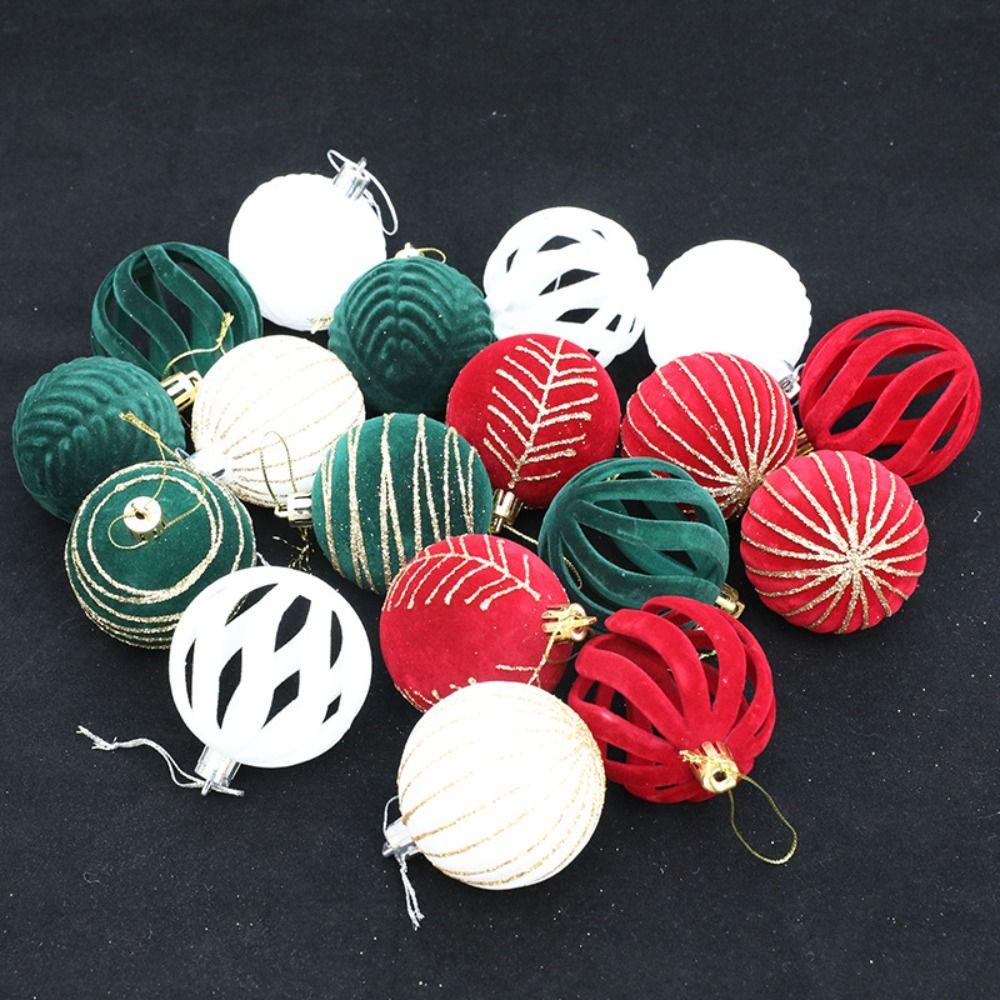 6pcs Velvet Christmas Painted Balls Pendant 6cm Christmas Tree Ornaments  Children Gifts