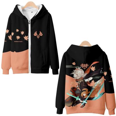 Genshin Impact Kaedehara Kazuha Cosplay Kostüm Unisex 3D Hoodie Reißverschluss Kapuzenpullover Lässige Sportswear Streetwear Kleidung