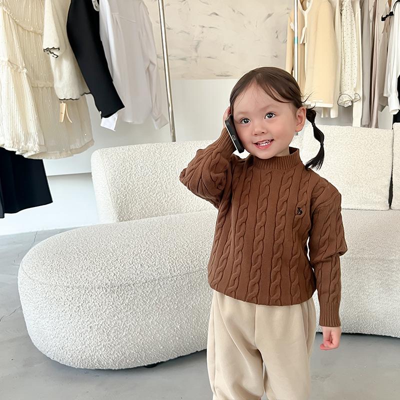 Clearance: Children's Cable Knit Sweater - Autumn Style Wool Pullover for Girls & Babies, Parent-Child Matching Option Available.