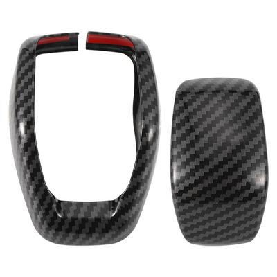 2pcs Set Gear Shift Knob Cover Set Carbon Fiber Style Trim Decor Water Transfer Fit for Toyota RAV4 2020No Bright