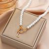 Fashion Gold Color Initial Necklace Simple Zircon Letters Pendant Pearl Beads Chain Choker Necklace For Women Boho Jewelry Gifts