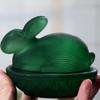 Multi-Color Easter Rabbits Candy Dish Festive with Lid Cookies Candy Bowl Glass Rabbit Storage Jar Festive Snack Serving