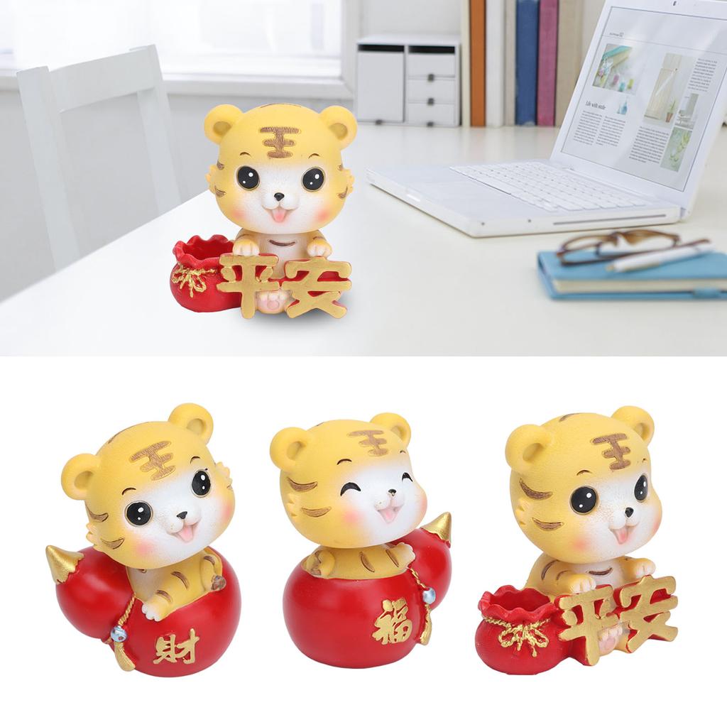 Tiger Ornament Premium Resin Cute Exquisite Bright Colors  Wide Application Tiger Toy
