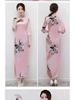 Elegante Abito Cheongsam Manica Corta Taglie Forti - Moda Retrò per Passerella e Uso Quotidiano
