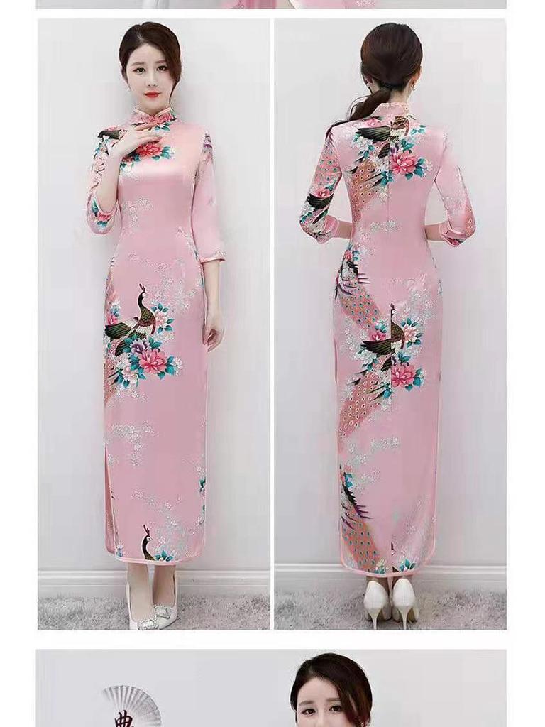 Elegante Abito Cheongsam Manica Corta Taglie Forti - Moda Retrò per Passerella e Uso Quotidiano
