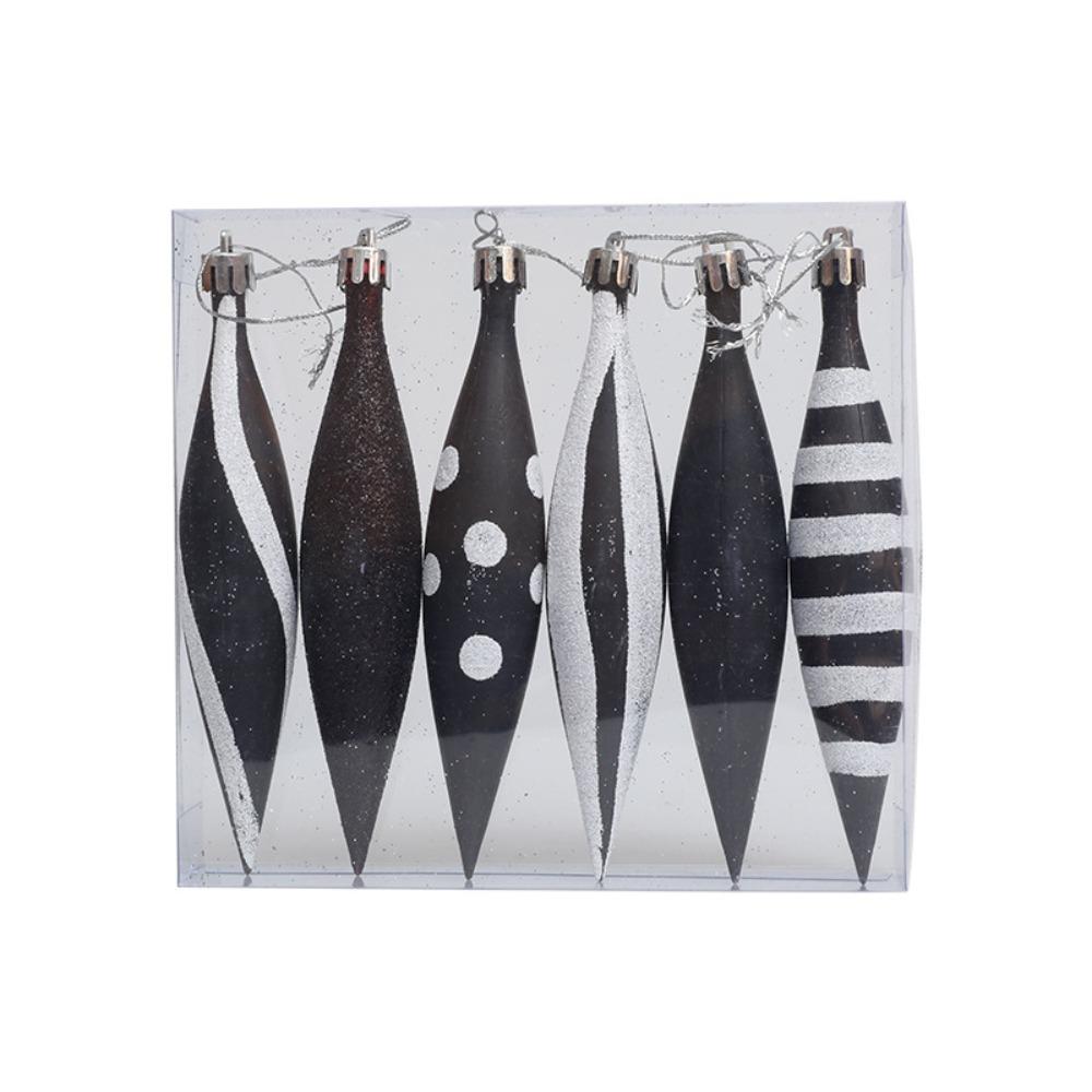 

6pcs Plastic Spike Christmas Balls Pendant Cartoon Christmas Tree Decoration Hotel Office Decor чёрный