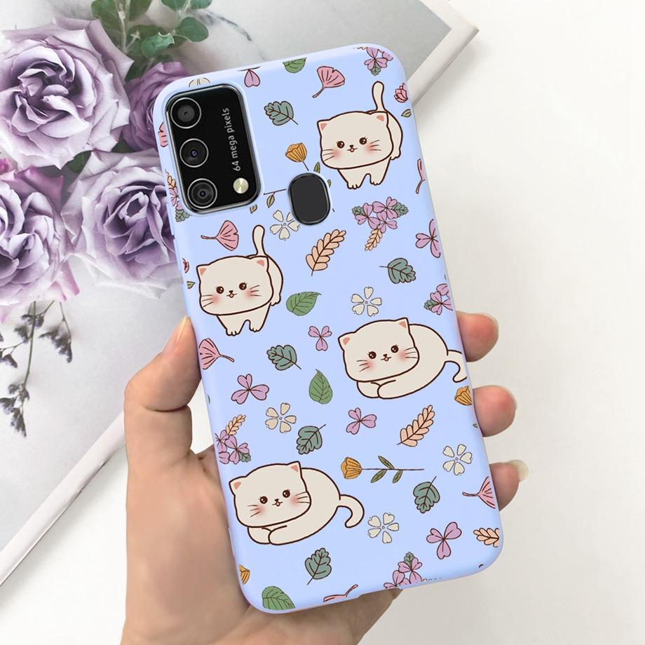 For Samsung M31 M21 2020 SM-M215F Case Ultra Soft Bumper Flower Cat Painting Housing On Smasung Galaxy M21 M 31 Funda Bumper