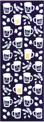 IKS Chusen Tenugui Hand Made In 34 X Beer X Prime Minister Fabric Towel, Japan, 88cm, 100% Cotton, Beans, (Uncut)