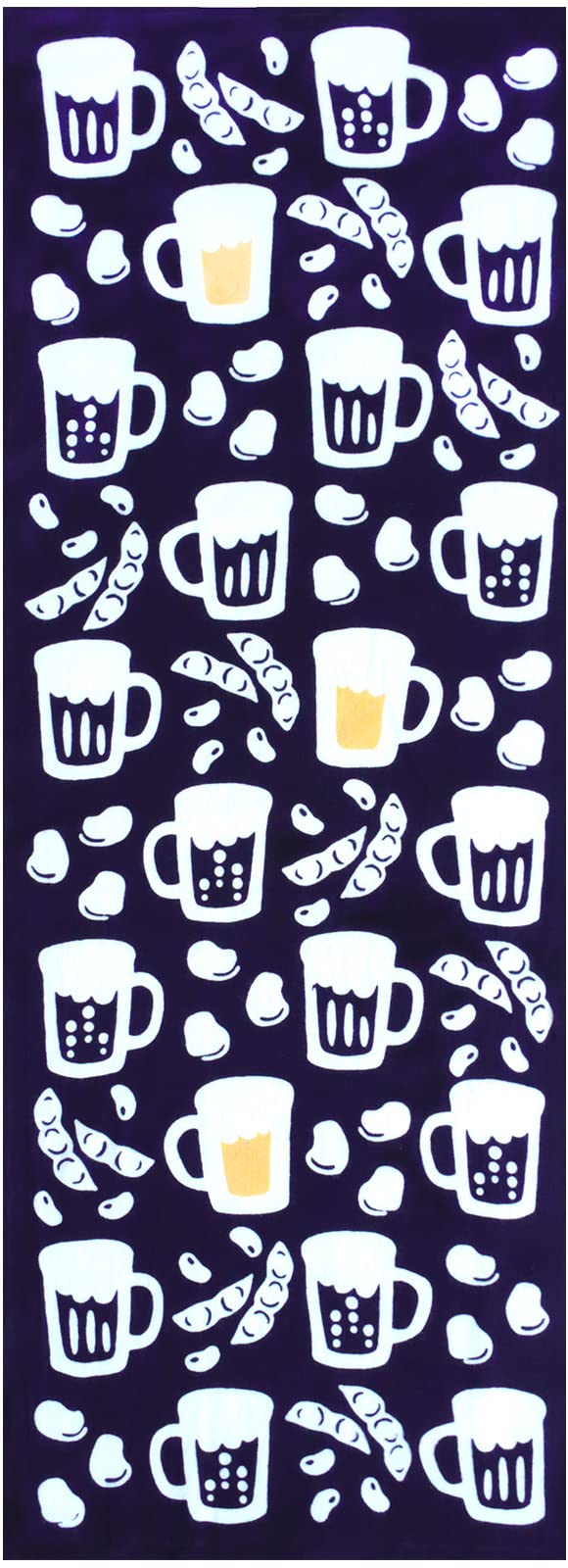 

IKS Chusen Tenugui Hand Made in 34 x Beer x Prime Minister Fabric Towel, Japan, 88cm, 100% Cotton, Beans, (Uncut)