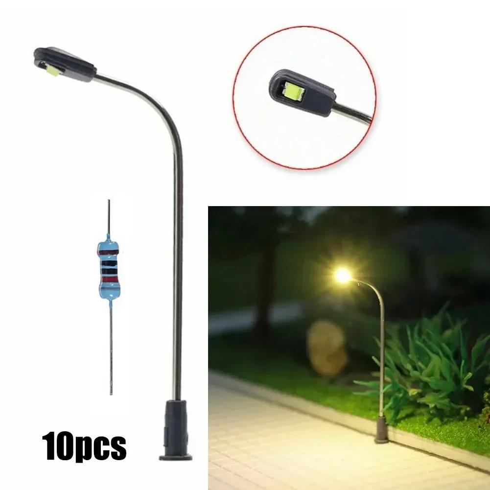 10pcs 1:87 Scale Diorama Architectural Metal Lamp Model 42mm 3V LED Toys Miniature Light Railway Train Layout Kit For Scene