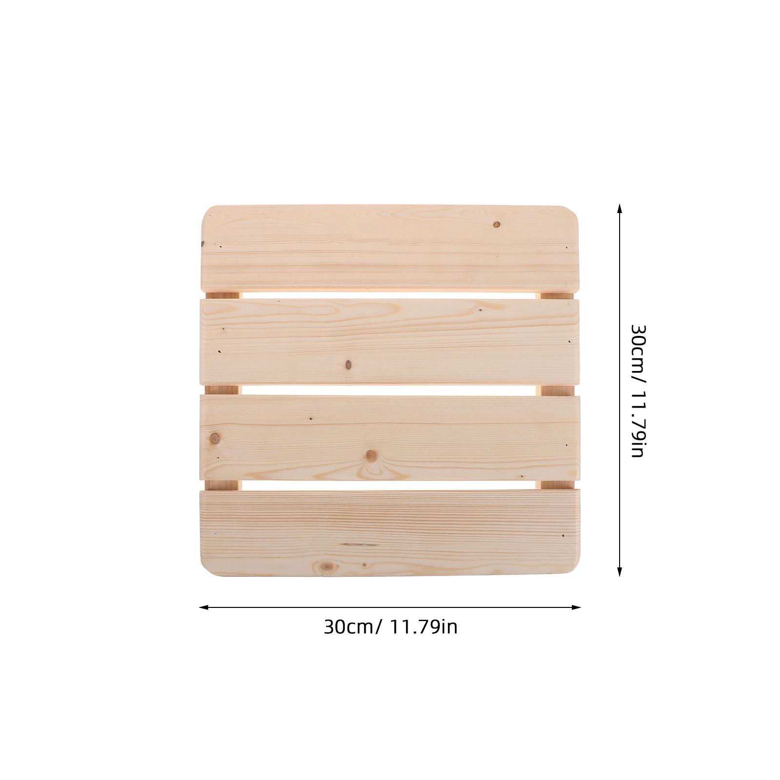 

Wooden Non-Slip Sauna Floor Mat 30x30cm Elevated Shower Platform for Bathroom Spa Steam Room Poolside Wet Areas бежевый