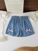 Girls' Cute & Sweet Summer Casual Outdoor Shorts — Soft, Comfortable Tencel with Bow Accent (Single Item)