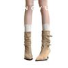 2025 autumn and winter new fashion versatile pointed heel suede French high heel thin short boots women's buckle belt