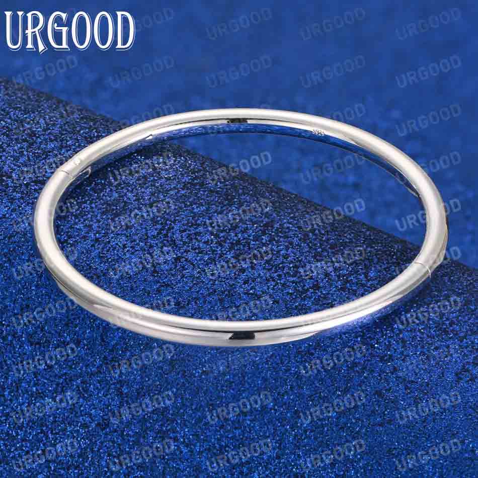 925 Sterling Silver 4mm Circle Bangle Fashion Jewelry