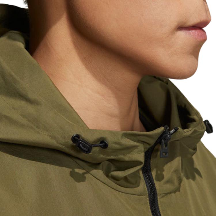 adidas Originals Kleeblatt-Logo Print Zip-Hoodie Jacke Herren Oberbekleidung Olivgrün HS1909