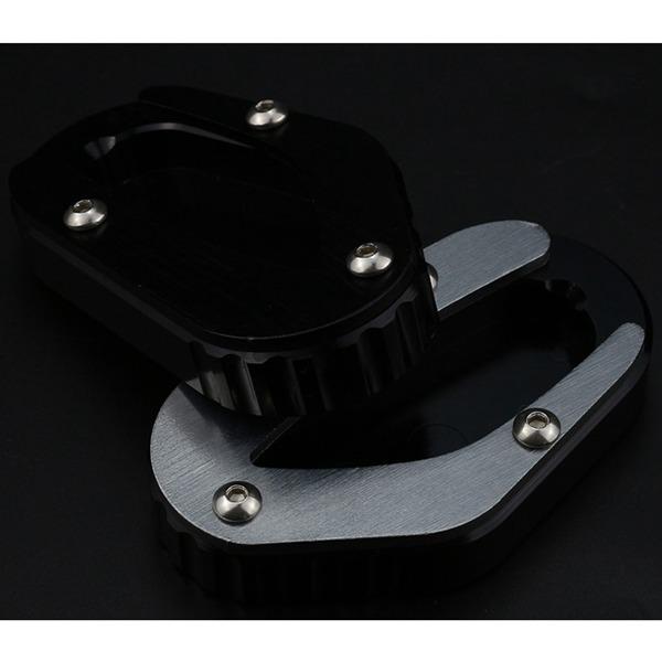Black Aluminum Motorcycle Kickstand Pad Side Stand Enlarged Base - 1 pc