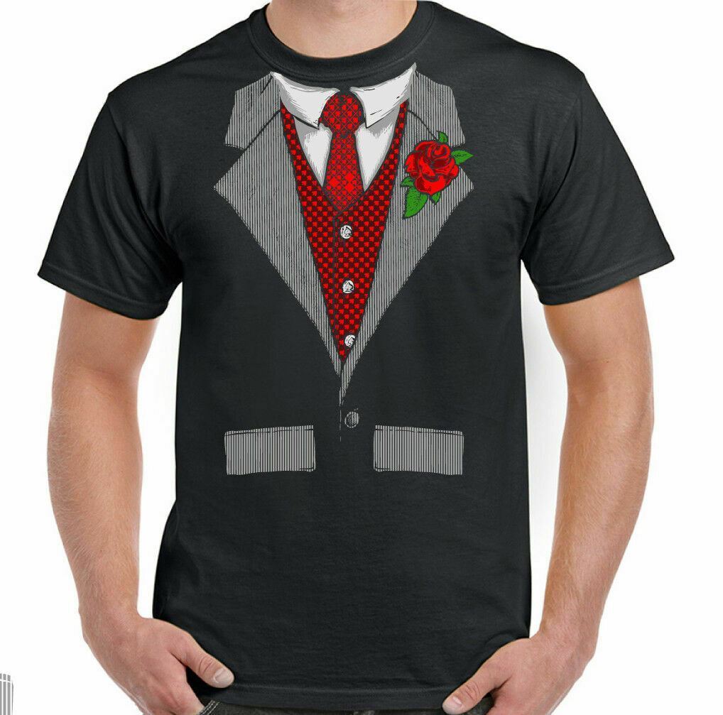 26 Tuxedo T-Shirt Fancy Dress Outfit Costume Suit Stag Doo Mens Funny Shirt & Tie Unisex T-Shirt XXL