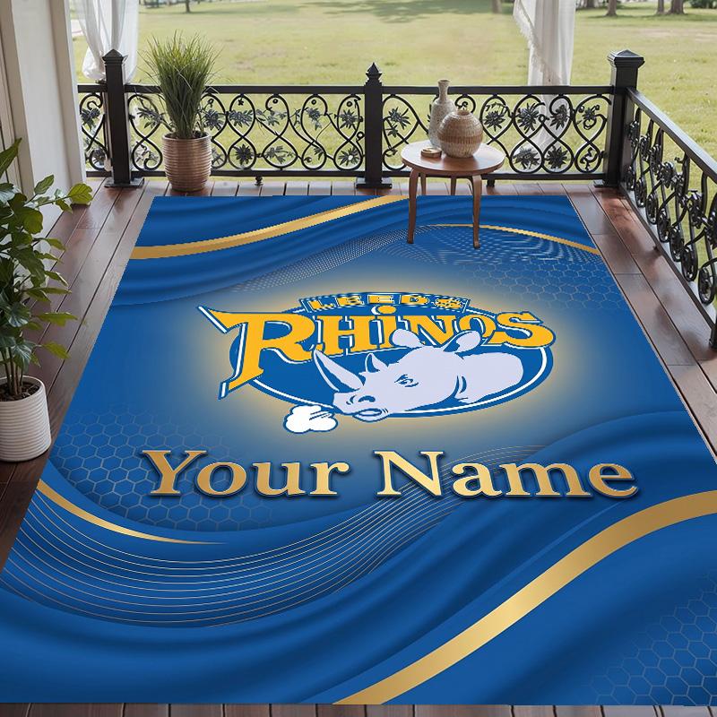 Custom Text Printed Rug Leeds Rhinos Non Slip Floor Carpet For Home Room Decor