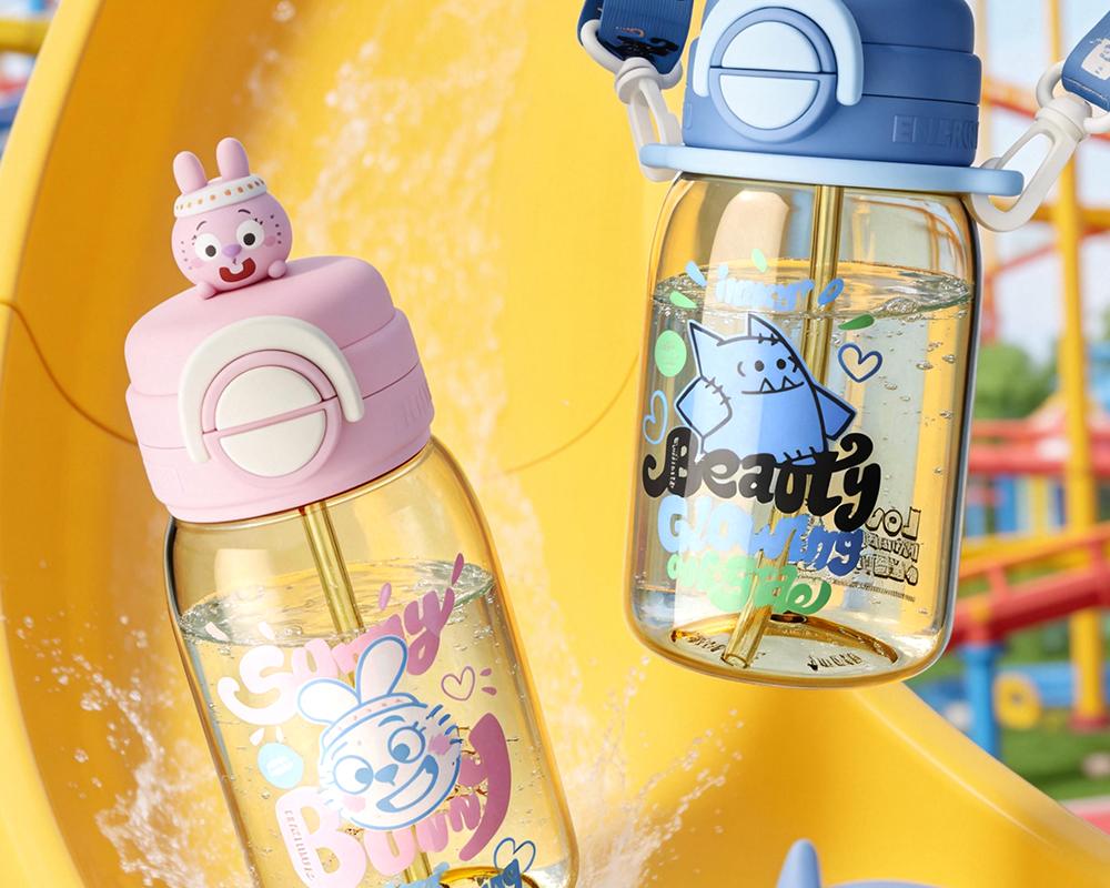 Fuguang PPSU Children's Double Drinking Large Capacity Water Cup Students Go To School Kindergarten Outing with Straps for Large Capacity Outing