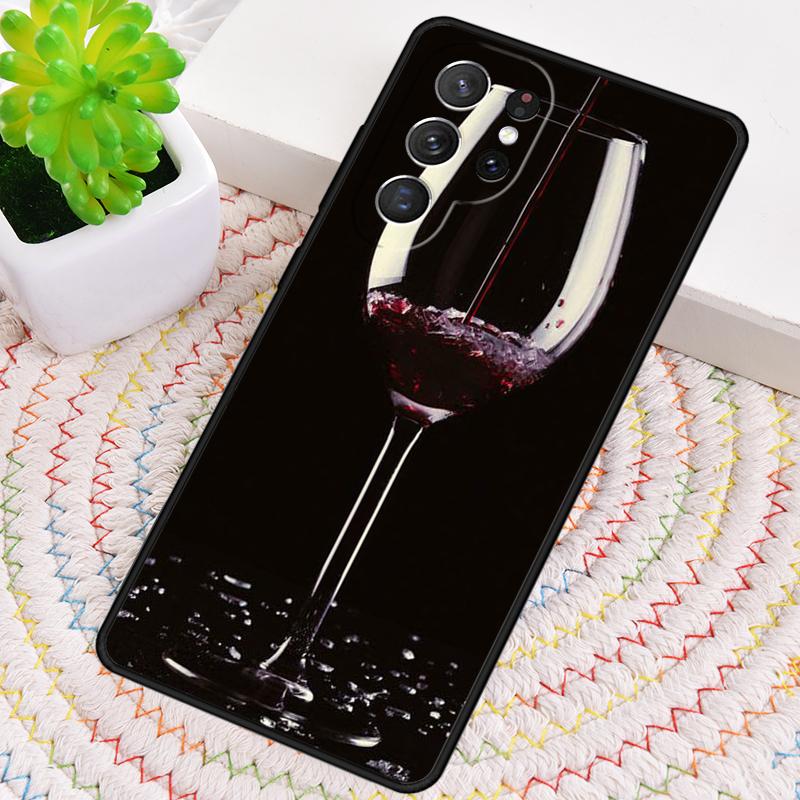 Red Wine Glass TPU Phone Case For Samsung Galaxy note 10 pro S26 S25 S24 S23 S22 Ultra Plus S21 FE S20 Shockproof Cover