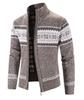 Stylish Men's Zip-Up Sweaters Warm Thick Knitwear with Color Blocking and Casual Design for Autumn and Winter