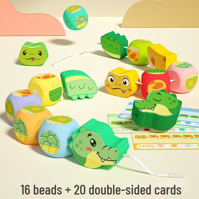 

Детские бусины-шнуровки с животными - Деревянная головоломка для раннего развития и тренировки концентрации