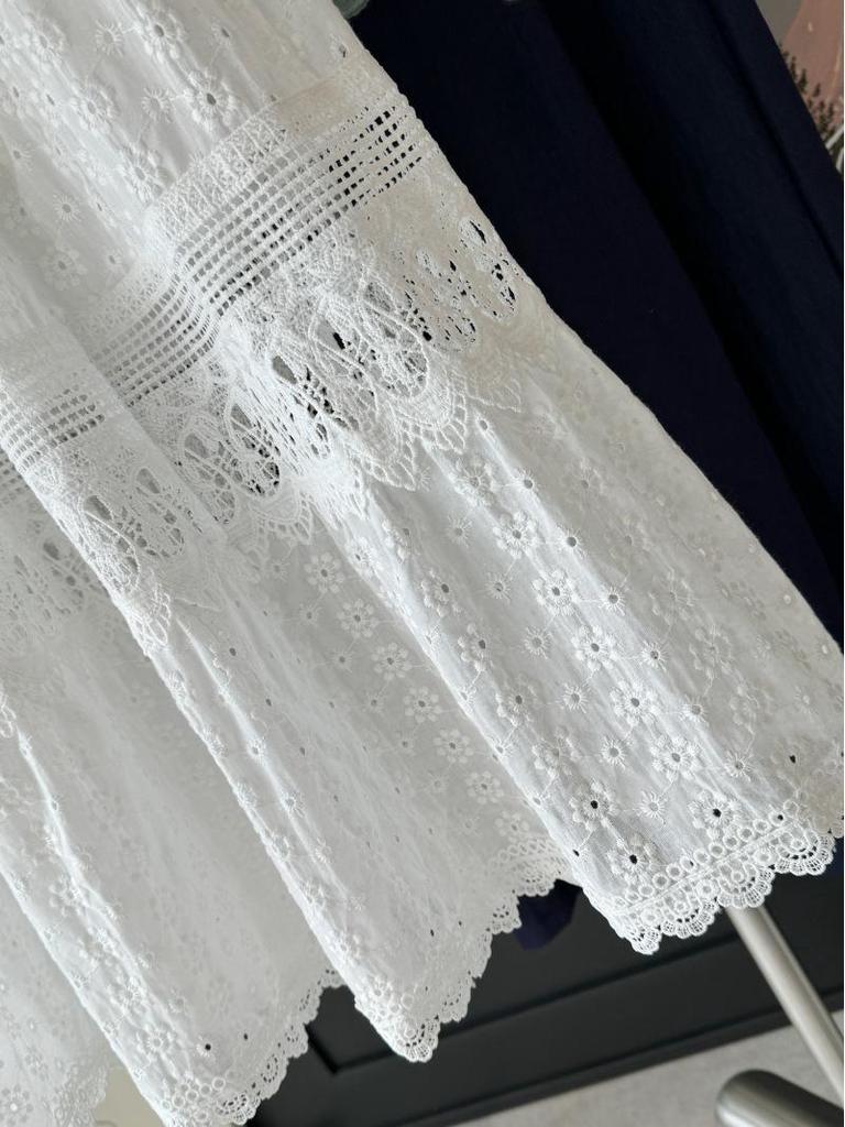 A-Linien Midi-Rock - Spitzenbestickt, Durchbrochenes Design, Frühling/Sommer Mode für Damen