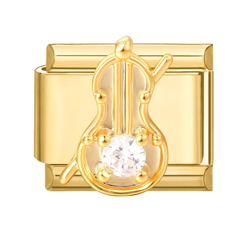 Vintage Golden Charm Zircon Butterfly Bow Cat Flower Italian Charm Links Fit 9MM Stainless Steel Bracelet Women DIY Making Gift