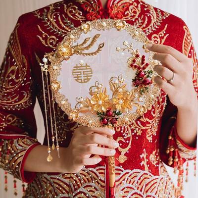 Group Fan Wedding Ceremony Ancient Style Tuan Fan Round Fan Hand Holding Fan Xiuhe Clothes Fan