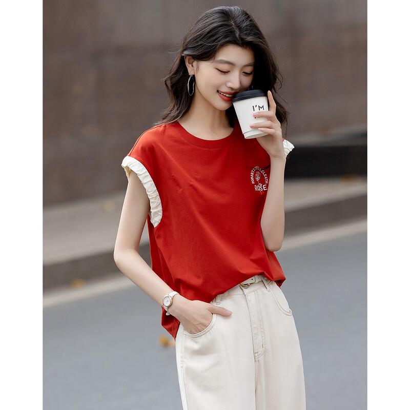 Demana Women s Summer Embroidered Round Neck T-Shirt M