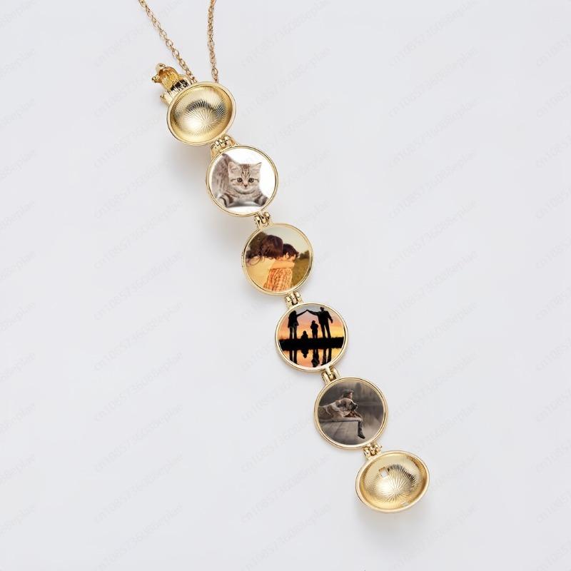 Necklace Photo Box, Multi-layer Wing Photo Box, Retro Openable Pendant Folding Multi-layer Photo Box, Wing DIY Chain