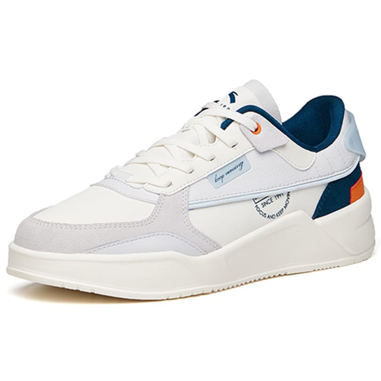 Anta Slip Resistant Abrasion Resistant Low Top Skateboard Shoes Men's Ivory White Sand Grain Gray 912138823-3