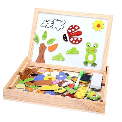 Jespr Fantastische Holz-Staffelei mit Tiermotiv, Magnetismus, Gekritzel, Zeichenbrett, Puzzle, Tafel, Spielzeug
