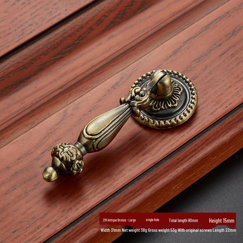 Aolaya European Bronze Cabinet Drawer Zinc Alloy Antique Green Handle