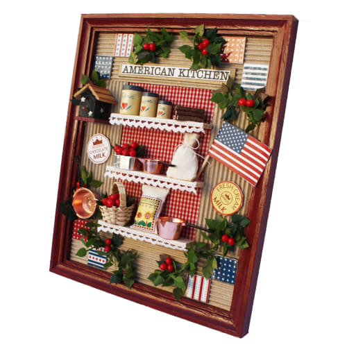 Billy Handmade Dollhouse Kit Natural Frame Kit American Kitchen 8552