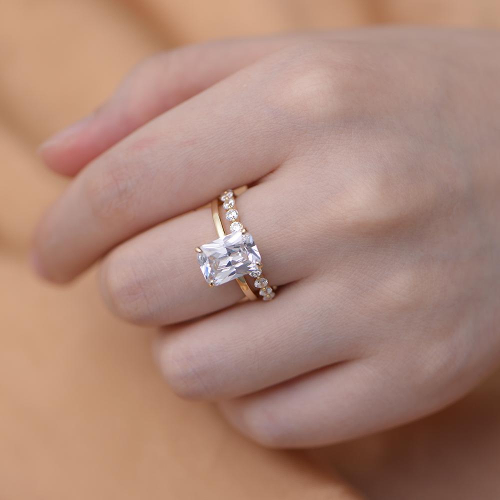 Classic Elegant Fine Jewellery Ring Set Custom Wedding Jewelry S925 Sterling Silver Zircon Fine Engagement Rings for Women