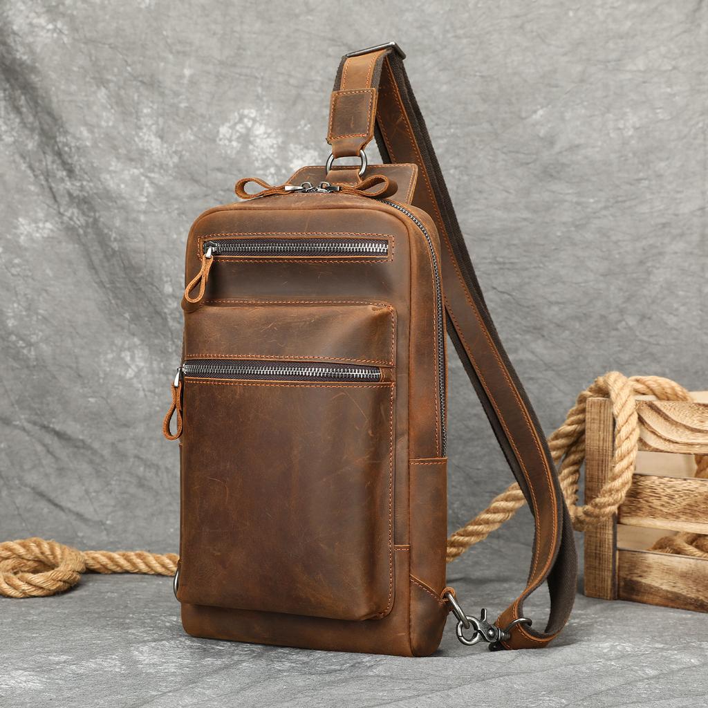 Leather Crossbody Bag High-end, Multi-functional, Front Pocket, Portable, Handbag