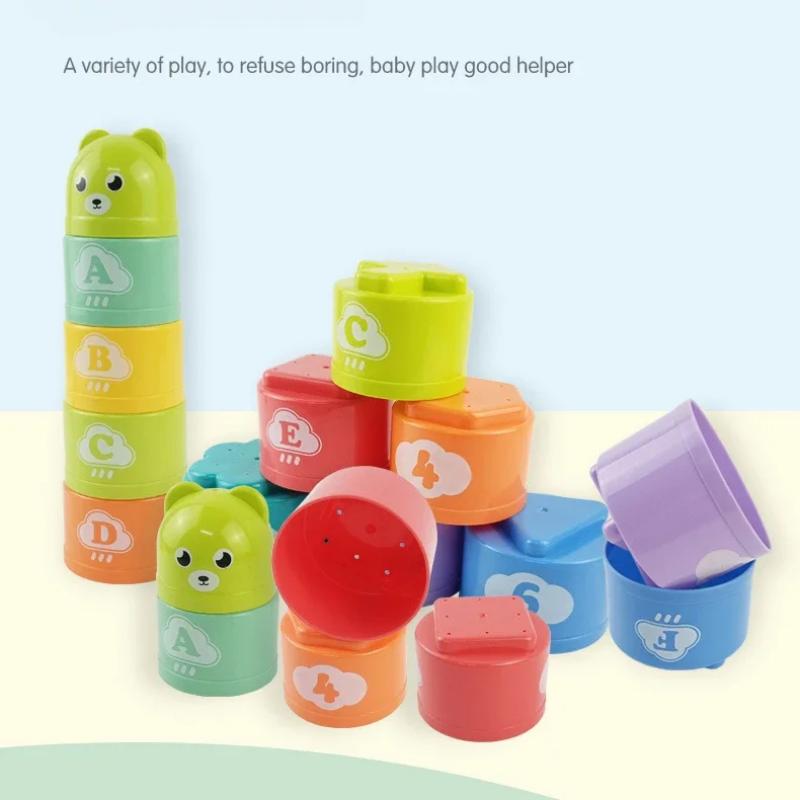 Educational Stacking Cups Toy Set Early Learning Development Toy for Kids Toddlers Montessori Teaching Materials